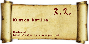 Kustos Karina névjegykártya